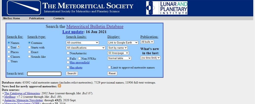 Meteoritical Bulletin Database